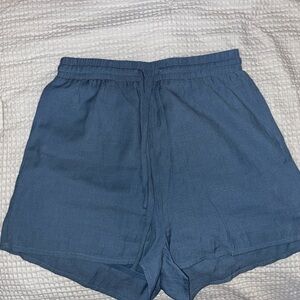 Blue cotton linen shorts.